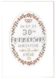 Pearl Wedding Anniversary cross stitch card -30-complete kit with colour chart Model