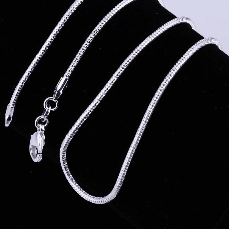 Wholesale 10pcs 925 Sterling Silver Plated 2mm Snake Chain Necklace 16"-24" Charms