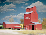 FARMERS COOP GRAIN ELEVATOR RED - HO Scale PLASTIC KIT WALTHERS 933-3036 - NEW Model