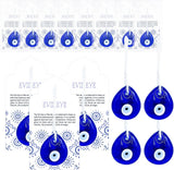 24 Sets Teardrop Evil Eye Charms Ornaments Bulk, Blue Glass Evil Eye Beads wi... Charms