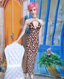 1/6 Scale Long Leopard Print Split Chest Dress Model Fit 12'' Female Figures Model