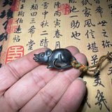 30mm Solid Black Iron Zodiac Rat Pendant Retro Collection Men Woman Lucky Statue Model