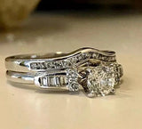 2Ct Round Cut Lab Created Diamond 14K White Gold FN Engagement Ring Set Charms