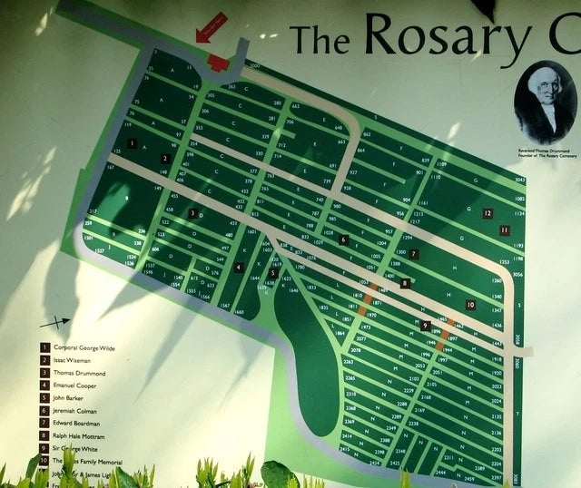 Photo 6x4 The Rosary Cemetery - site plan Norwich This information board  c2019 Model