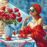 Lady in Red Counted Cross Stitch Kit DIY Needlework Embroidery Craft Model
