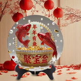 Wealth Bowl Abundance Frame Round Figurine New Year Decor for Living Room Model
