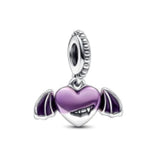 Vampire Winged Heart Dangle Fashion Charms Compatible for Bracelets,S925 Sterlin Charms