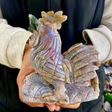 1.75LB Natural Ocean Jasper Hand Carved Chicken Figurine Decor HealingCrystal Model