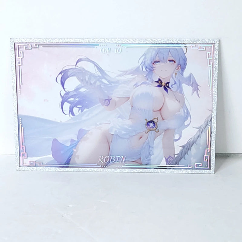 Robin White Glitter Acrylic Waifu Card Anime Girl Wall Art Oversized Board A5 Model