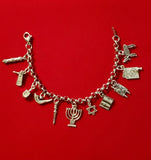 Silver Jewish Chain Bracelet, Charm Bracelet Charms