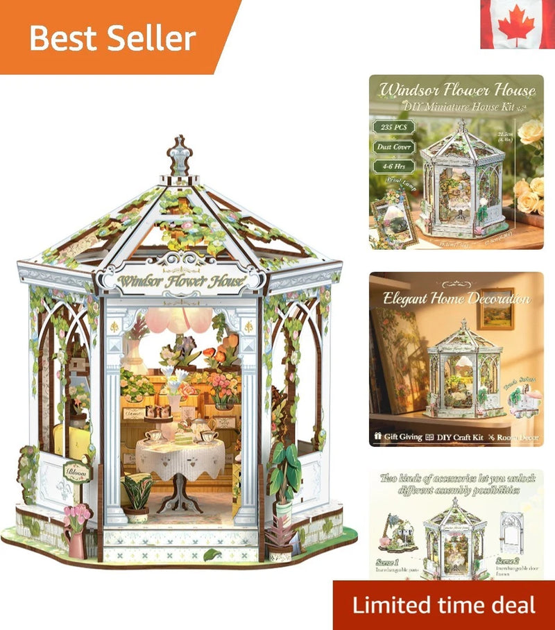 Windsor Flower House 3D Wooden Puzzle Kit - Create Your Own Fantasy Dollhouse Model