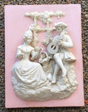 Beautiful Dresden Porcelain Display Man Serenading Woman with Lute Model