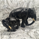Vtg Heavy Cast Bronze Elephant Figurine Pair Large Mother Baby Statue 6lbs Model