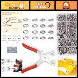 9.5mm Metal Snap Buttons with Pliers - 100 Sets (400 pcs) for Crafts & Sewing Model