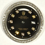 18k Gold Natural Diamond Bezel with Gents Rolex Old Model President Black Dial Model