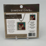 Dimensions Small Square Owl DIY Cross Stitch Kit Necklace Crafts #72-74155 Model