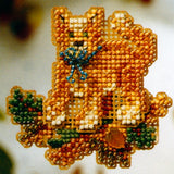 Tabby Cat Bead Cross Stitch Ornament Kit Mill Hill 2008 Autumn Harvest Model
