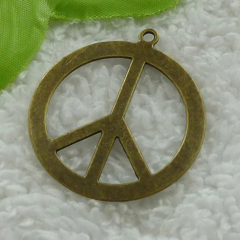 Free Ship 68 pcs bronze plated peace symbol charms pendant 44x39mm B3201 Charms
