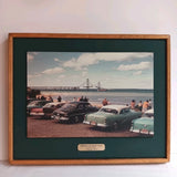 Mackinac Bridge Historic Photo on Board "Spanning the Straits 1957" K Teysen Model
