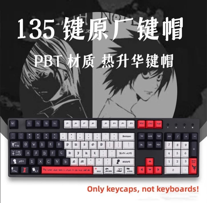 Death Note 135 Keys Keycaps Full Set PBT for Cherry MX Mechanical Keyboard Gift Model