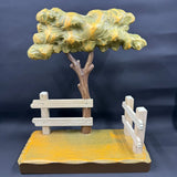 ANRI CARVED FENCE TREE SCENE DISPLAY 8.5" TALL 7" LONG Made in Italy Model