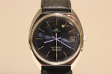 VINTAGE RARE NICE CHROMED SWISS MEN'S AUTOMATIC WATCH "KURFURST " 25J./BLUE DIAL Model