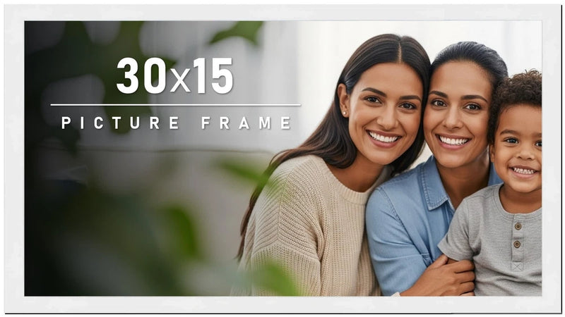 30x15 Frame White Wood Picture Photo Frame with UV Acrylic and Acid Free Backing Model