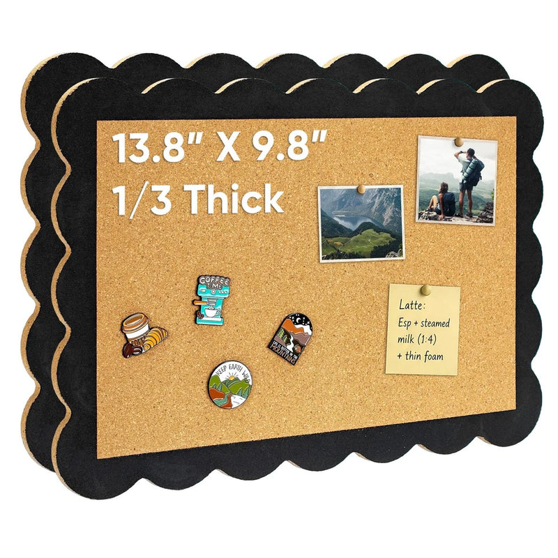 Scalloped Rectangle Cork Board, 9.8x13.8 Inch Decorative Pin Board for Photos... Model