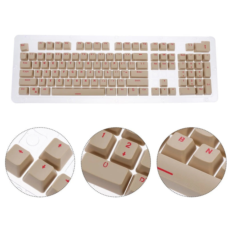 Beige ABS Durable Mechanical Keyboard Key Caps Replacement Set for Pc Model
