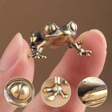 Retro Brass Mini Frog Miniatures Figurines Vintage Animal Figurine Toad Desktop Model