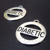 Diabetic Charms - 28mm Antiqued Silver Plated Pendants C9497 - 5, 10, 20PCs Charms