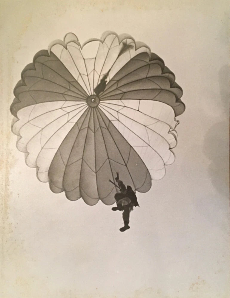 Sky Diver & Parachute 1970s Sky Sport Aviation Art Photo on Masonite Board Model