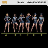 1/64-1/35 Sexy Policewoman Girl Miniature Scene Diorama Figure Doll For Car Toy Model