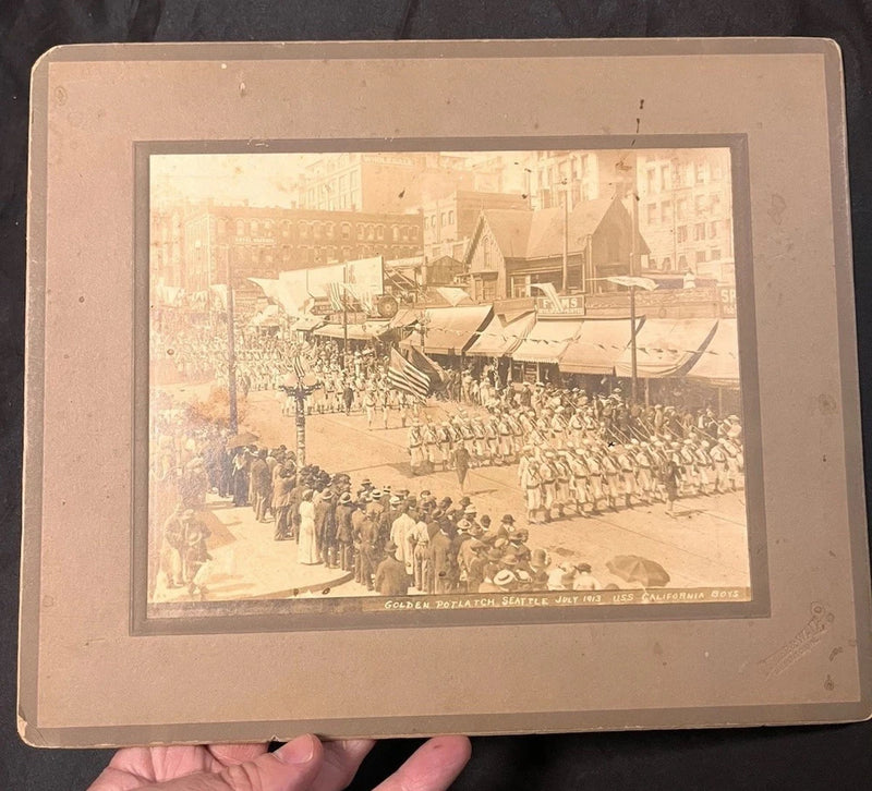 10x12 GOLDEN POTLATCH SEATTLE 1913 BOARD PHOTO USS CALIFORNIA BOYS Model