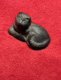 Vtg Mini Cast Iron Black Cat Figurine  Paperweight Early Century Desk Display Model