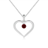 ANGARA 0.26 Ct Ruby Solitaire Open Heart Pendant Necklace in Silver (3mm) Charms