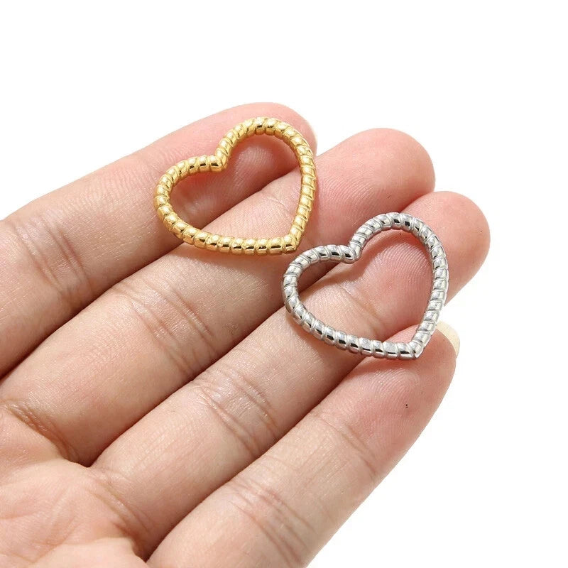 20pcs Stainless Steel Pendant Large Gold Heart Connectors Necklace Pendant Charms
