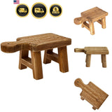 Decorative Wood Pedestal with Handle Small Rustic Display Stand, Natural Finish Model