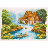 CdA Cross Stitch stamped Aida "Water mill" PA1647, 29 x 40cm, DIY Model