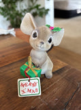 VINTAGE JOSEF ORIGINALS JAPAN FLOCKED CHRISTMAS MOUSE 3.5¡± Model
