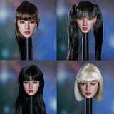 1/6 Female Action Figure Head Sculpt Bangs Ponytail Asian Beauty SDH041 Model Model