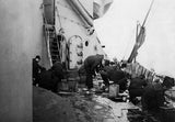 On board a Turkish warship Washing laundry on deck - 1915- Recordin Old Photo Model