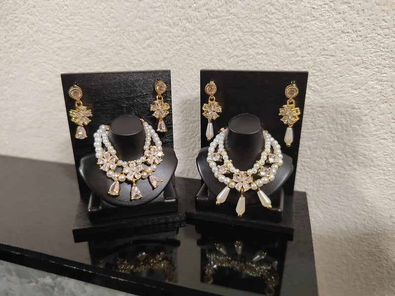 1/6 Double Layer Pearl Zircon Earrings & Necklace Model For 12" Action Figures Model