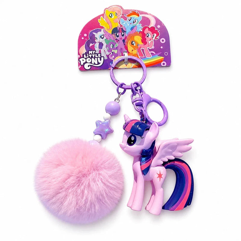 My Little Pony Keychain Purple Pony Pom Pom Bag Charm Key Ring Gift Charms