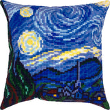 DIY Printed Cross-Stitch Cushion Kit "Starry Night", 16x16" / 40x40 cm Model