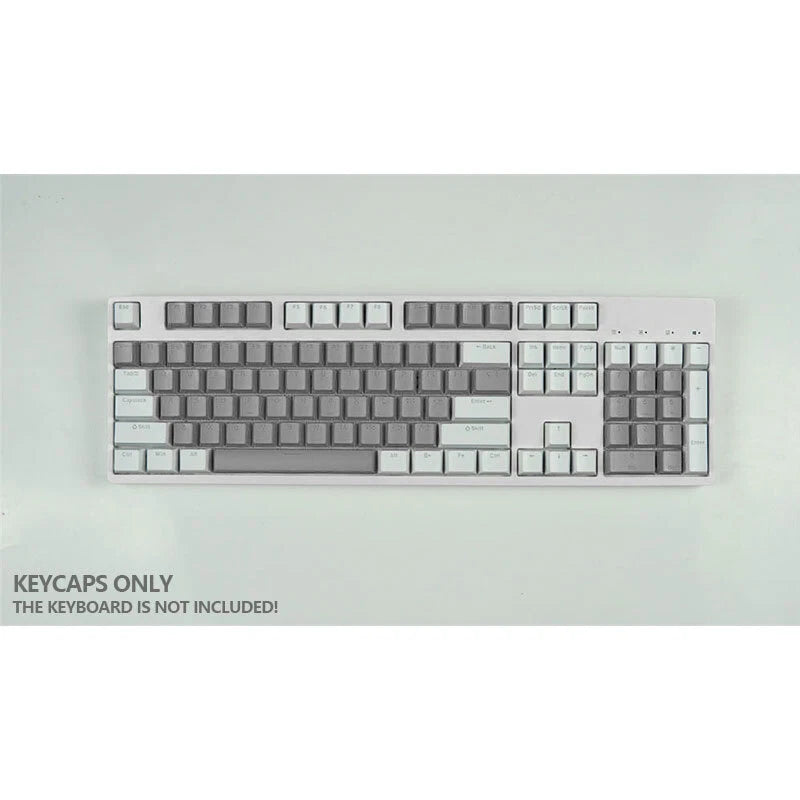 104 Keycaps Set Gray White Doubleshot Backlit OEM Height for Mechancial Keyboard Model