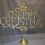 Solid Brass Metal Merry Christmas  Standing Sign 27" x 25" Display Model