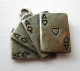 VTG Sterling FOUR OF A KIND~ACES Playing Cards Gambling Charm Charms
