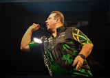 brendan dolan throws dart at the board during his match signed 12x8 photo Model