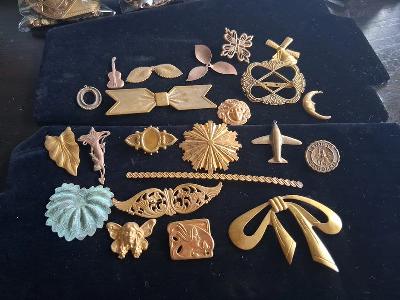 Vintage Charms Old Pieces for Jewelry  Making  Fairy, Moon 22 Pieces ART NOUVEAU Charms